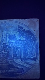 A rare large blue and white Dutch Delft mythological tile, Harlingen, ca. 1680