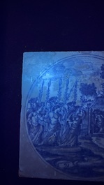 A rare large blue and white Dutch Delft mythological tile, Harlingen, ca. 1680