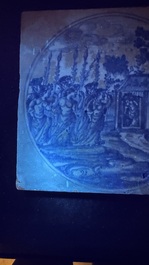 A rare large blue and white Dutch Delft mythological tile, Harlingen, ca. 1680