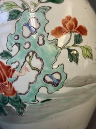 A Chinese famille rose 'Ladies and Boys' jar, Yongzheng/Qianlong