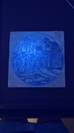 A rare large blue and white Dutch Delft mythological tile, Harlingen, ca. 1680