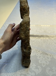 A Chinese sandstone 'Bai Ma Shi Zu 白馬舐足' carving, Northern Wei