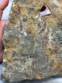 A Chinese sandstone 'Bai Ma Shi Zu 白馬舐足' carving, Northern Wei