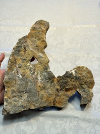A Chinese sandstone 'Bai Ma Shi Zu 白馬舐足' carving, Northern Wei
