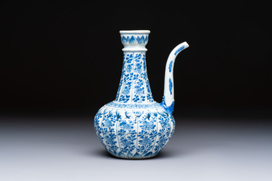 A Chinese blue and white 'Floral' kendi, Kangxi