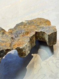 A Chinese sandstone 'Bai Ma Shi Zu 白馬舐足' carving, Northern Wei
