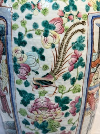 Two Chinese Canton famille rose vases with narrative design, 19th C.