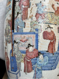 Two Chinese Canton famille rose vases with narrative design, 19th C.