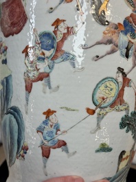 Two Chinese Canton famille rose vases with narrative design, 19th C.