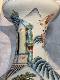 Two Chinese Canton famille rose vases with narrative design, 19th C.