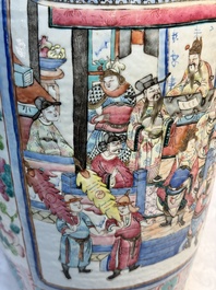Two Chinese Canton famille rose vases with narrative design, 19th C.