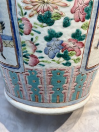 Two Chinese Canton famille rose vases with narrative design, 19th C.