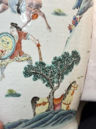 Two Chinese Canton famille rose vases with narrative design, 19th C.