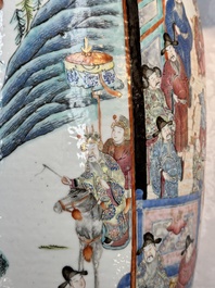 Two Chinese Canton famille rose vases with narrative design, 19th C.