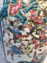 Two Chinese Canton famille rose vases with narrative design, 19th C.