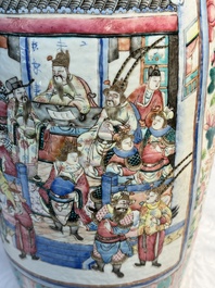 Two Chinese Canton famille rose vases with narrative design, 19th C.