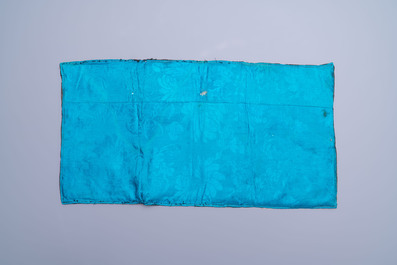 A pair of Chinese embroidered silk 'Civil Ninth-Rank' badges and a pair of kesi 'Civil Fifth-Rank' badges, Qing