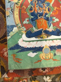 A Tibetan 'Vajradhara Yab Yum' thangka, 19/20th C.