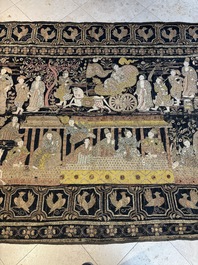 A large Burmese 'Kalaga' tapestry with narrative design, 19th C.