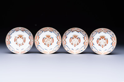 A Chinese armorial export 12-piece tea service with crowned monograms, Qianlong