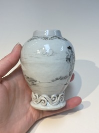 A Chinese grisaille semi-erotic 'La Nourriture' nine-piece tea service, Qianlong