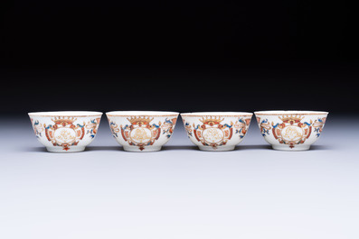 A Chinese armorial export 12-piece tea service with crowned monograms, Qianlong
