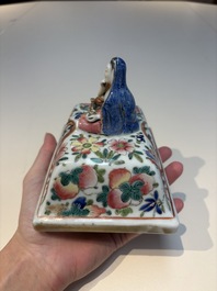 Five Chinese blue, white, famille rose and wucai covers, Kangxi and later
