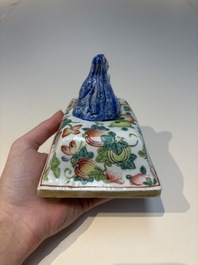 Five Chinese blue, white, famille rose and wucai covers, Kangxi and later