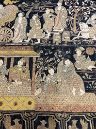 A large Burmese 'Kalaga' tapestry with narrative design, 19th C.