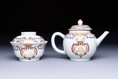 A Chinese armorial export 12-piece tea service with crowned monograms, Qianlong