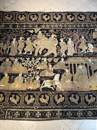 A large Burmese 'Kalaga' tapestry with narrative design, 19th C.