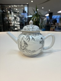 A Chinese grisaille semi-erotic 'La Nourriture' nine-piece tea service, Qianlong