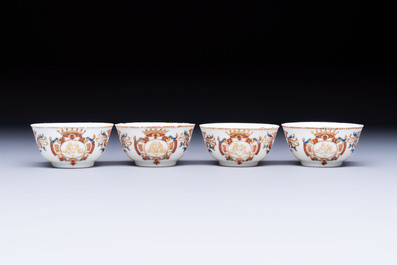 A Chinese armorial export 12-piece tea service with crowned monograms, Qianlong