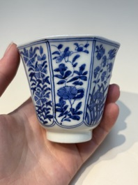 16 Chinese blue and white cups and 24 saucers, various marks, Kangxi and later