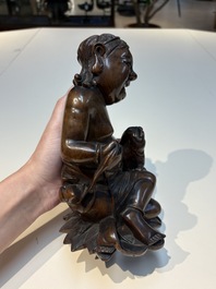 Six Chinese wooden and bamboo carvings, 19/20th C.