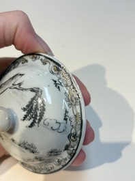 A Chinese grisaille semi-erotic 'La Nourriture' nine-piece tea service, Qianlong