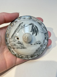 A Chinese grisaille semi-erotic 'La Nourriture' nine-piece tea service, Qianlong