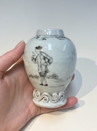 A Chinese grisaille semi-erotic 'La Nourriture' nine-piece tea service, Qianlong