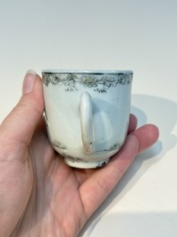 A Chinese grisaille semi-erotic 'La Nourriture' nine-piece tea service, Qianlong