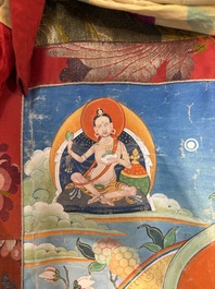 A Tibetan 'Vajradhara Yab Yum' thangka, 19/20th C.