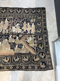 A large Burmese 'Kalaga' tapestry with narrative design, 19th C.