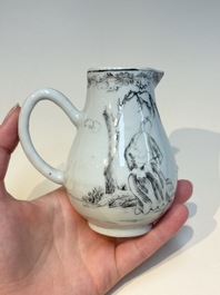 A Chinese grisaille semi-erotic 'La Nourriture' nine-piece tea service, Qianlong