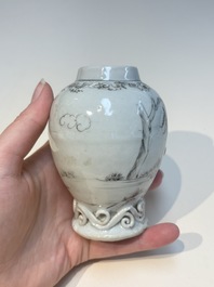 A Chinese grisaille semi-erotic 'La Nourriture' nine-piece tea service, Qianlong