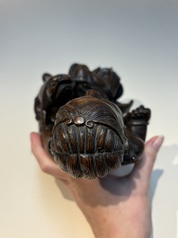 Six Chinese wooden and bamboo carvings, 19/20th C.