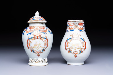 A Chinese armorial export 12-piece tea service with crowned monograms, Qianlong