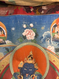 A Tibetan 'Vajradhara Yab Yum' thangka, 19/20th C.