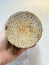A small Chinese wucai 'Buddhist Lions and Peony Scrolls' jar, Transitional period