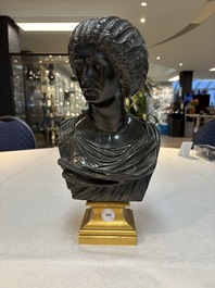 A parcel-gilt bronze bust of a Roman woman, possibly Livia Drusilla or Agrippina the Elder, France, Empire period, early 19th C.