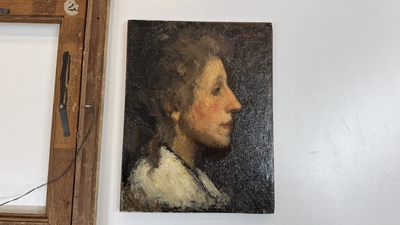 Jakob Smits (1855-1928): 'Malvina', oil on canvas and panel, signed, 1888-1899