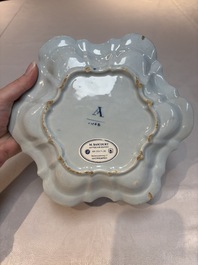 A fine blue and white Dutch Delft strawberry strainer and stand, 18th C.